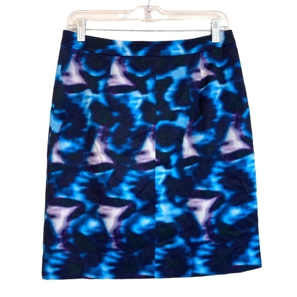 ERDEM Abstract Stretch Mini Pencil Skirt Blue Celeb Designer Favorite - Picture 1 of 11